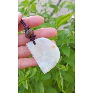 Mexican Onyx Necklace Worry Stone Pendant Leather Cord